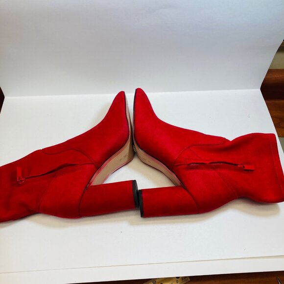 BCBGENERATION Boots 9 M Red Ally Pointed Toe Sculpted Heel Zip-Up Dress Booties - Picture 9 of 12